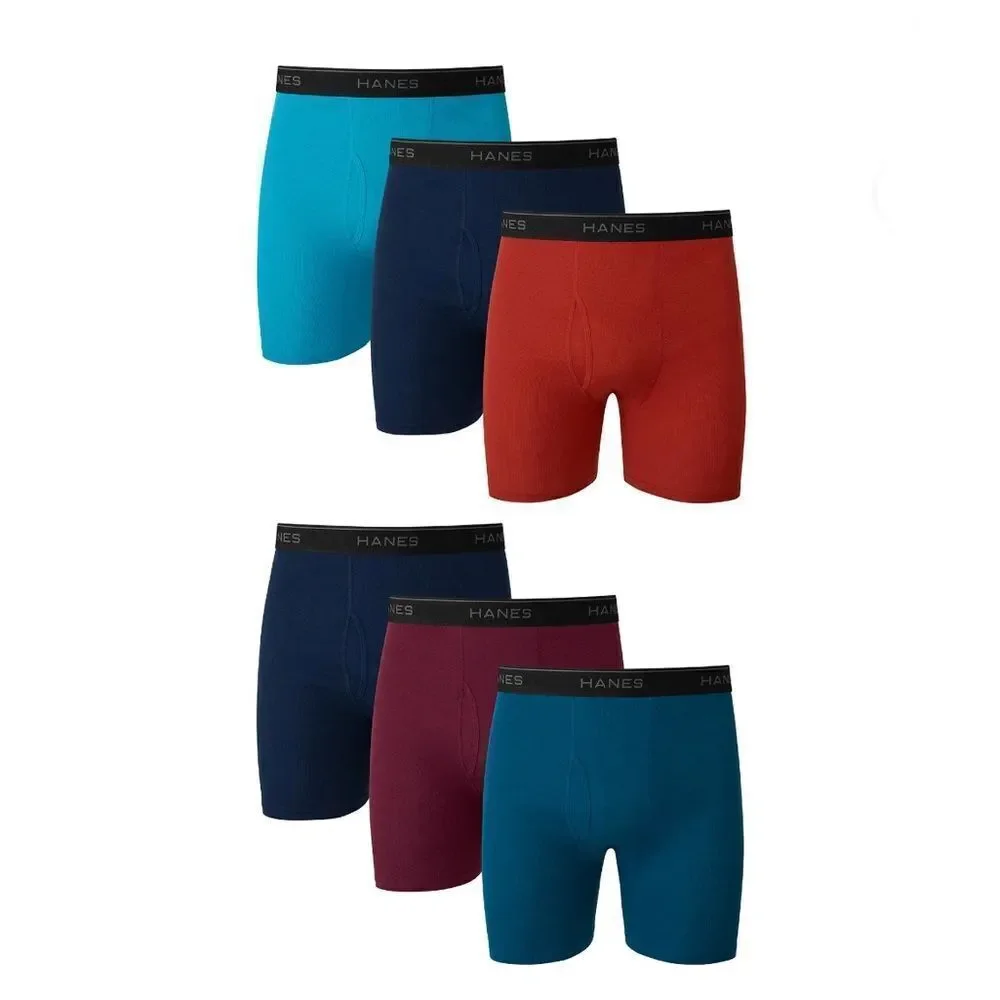 Hanes Cotton Soft Breathable Assorted Boxer Briefs Underwear 6 Pack Size 2XL